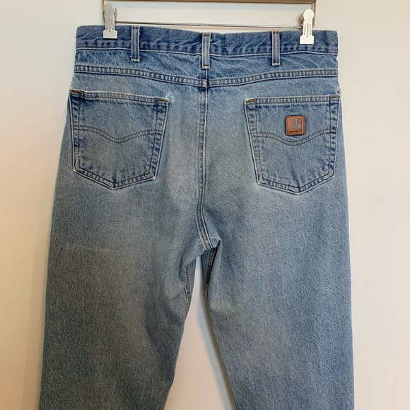 Carhartt Mens Relaxed Fit Jeans Size 36 X 32 Light Wash Work Pants 100% Cotton - Picture 8 of 16